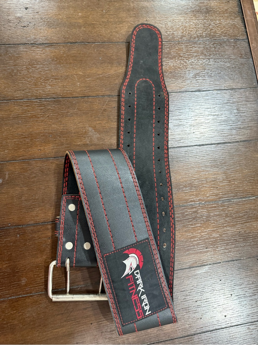 Black & Red Leather Weightlifting Belt